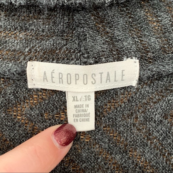AEROPOSTALE CARDIGAN GREY GRAY SWEATER OPEN - Picture 6 of 7